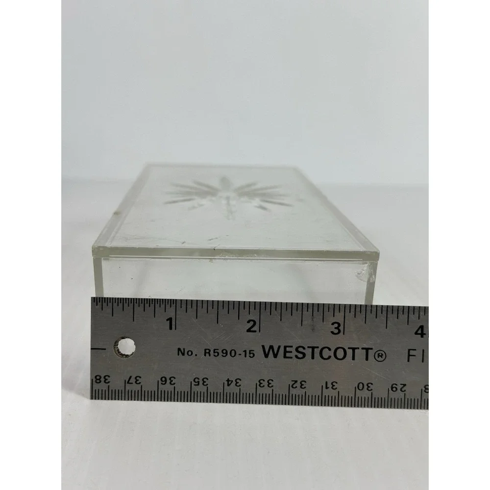 Vintage Vanity Trinket Jewelry Box Plastic Acrylic Starburst Lidded‎ Clear